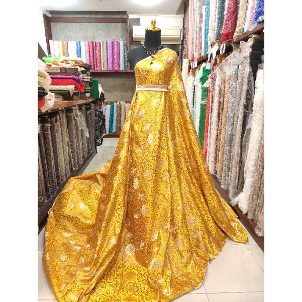 Kain  Chongsam Premium Bridal AJH928 Kuning Emas