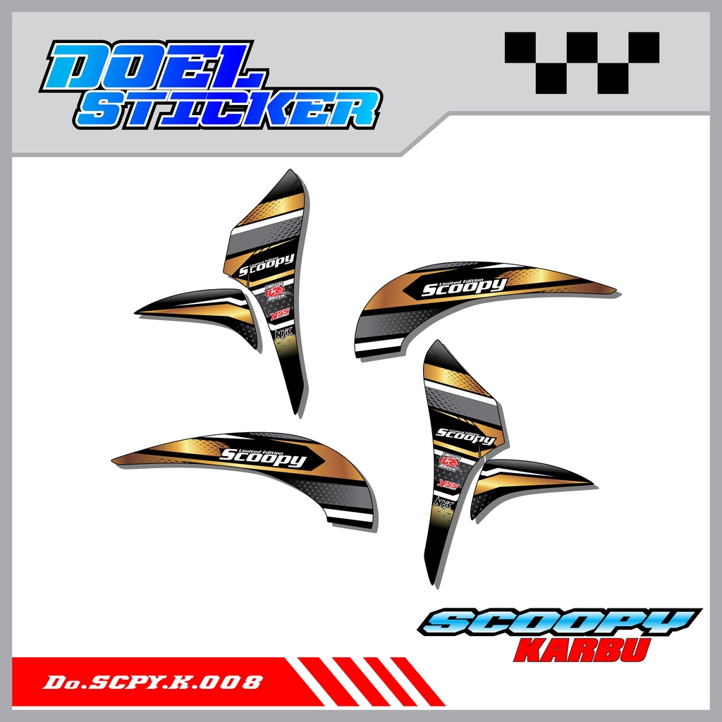 Sticker Striping Honda SCOOPY Karbu Tahun 2010-2013 List Variasi Hologram , Crome Doel 008