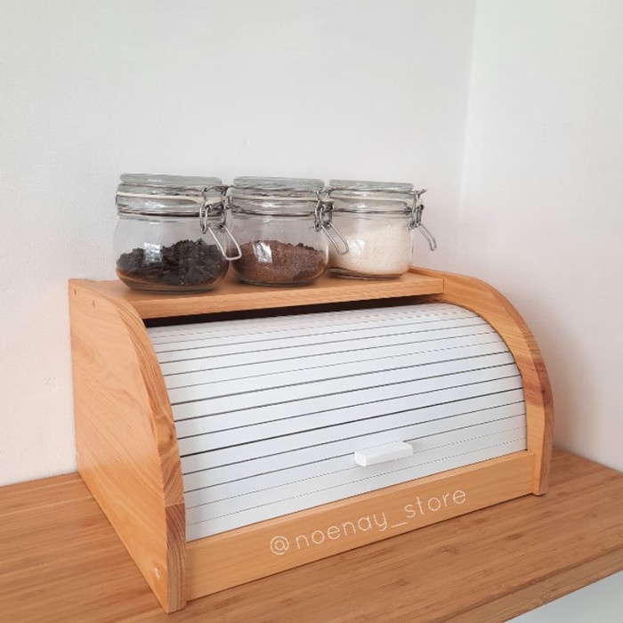 TEMPAT ROTI SLIDE BREAD BOX KAYU SOLID 402620 CM