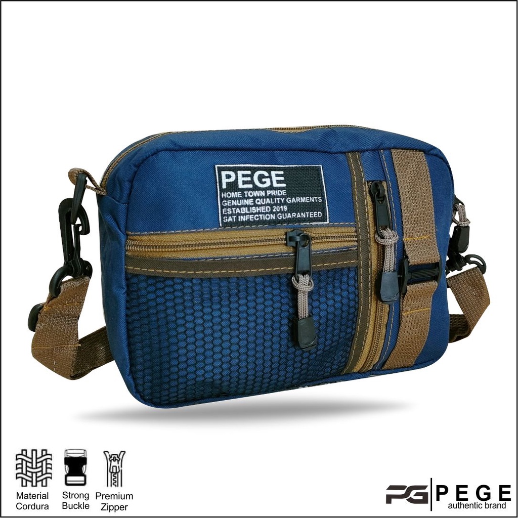 Tas Selempang PEGE Dosei Slingbag Pria Kombinasi Coklat Model kasual - PG 8955