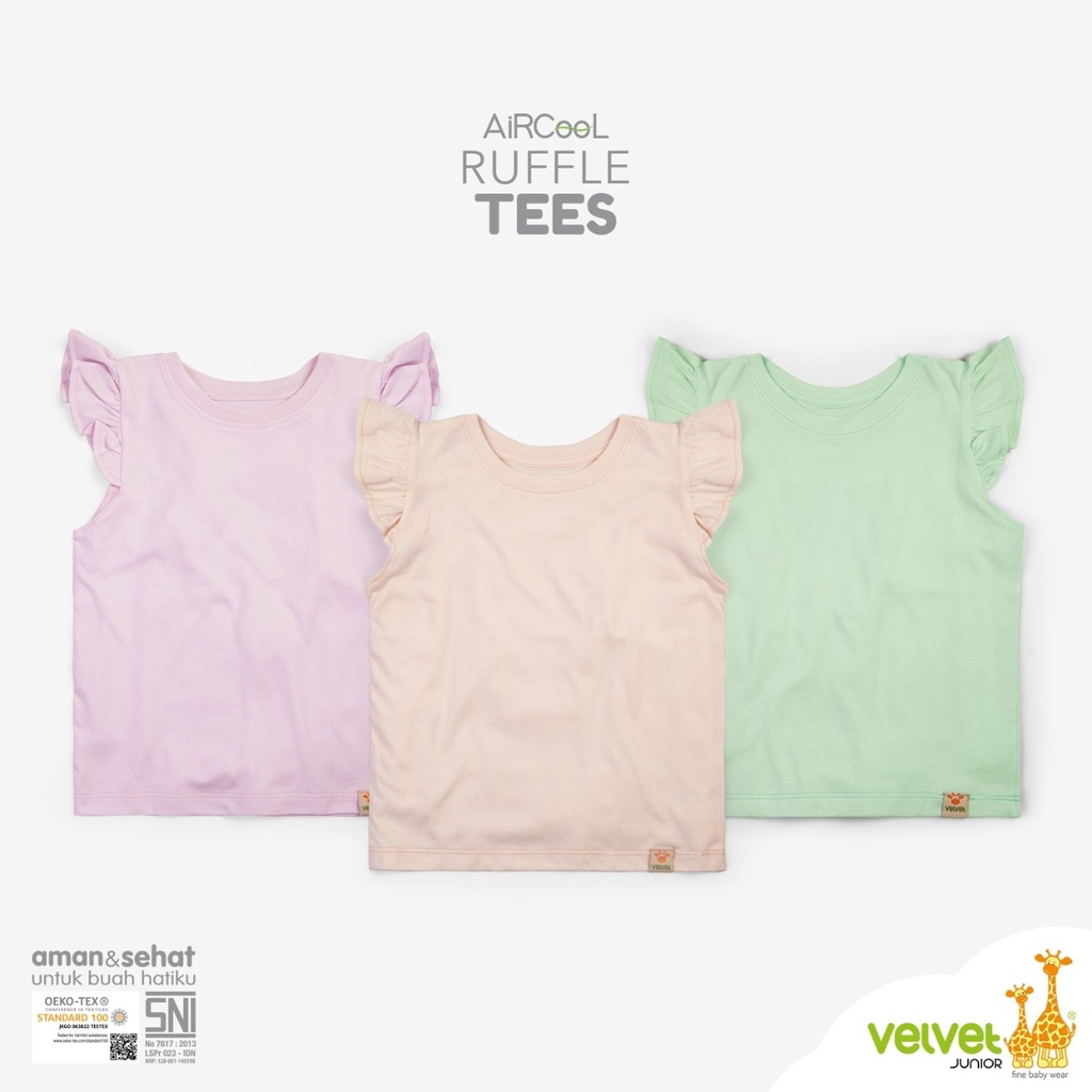 VELVET JUNIOR AIRCOOL KAOS ANAK PEREMPUAN - RUFFLE TEES | baju anak perempuan