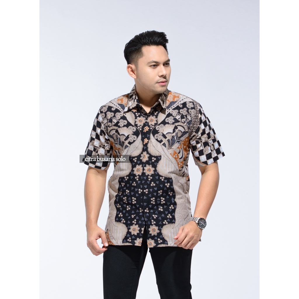 IKKI MOCCA PENDEK Kemeja Batik Pria Full Furing Bahan Katun Primisima