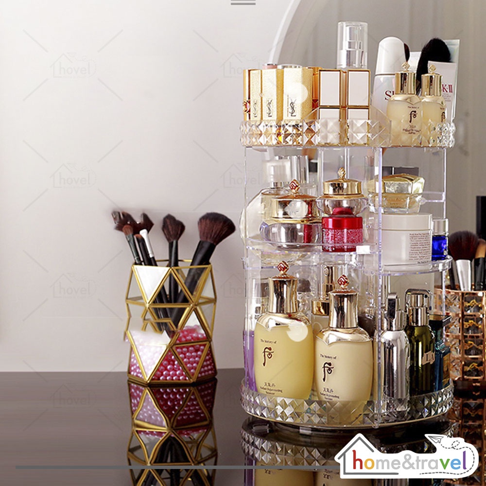 HOVELSHOP Rak Kosmetik Acrylic Putar 360 Derajat Rak Make Up Organizer