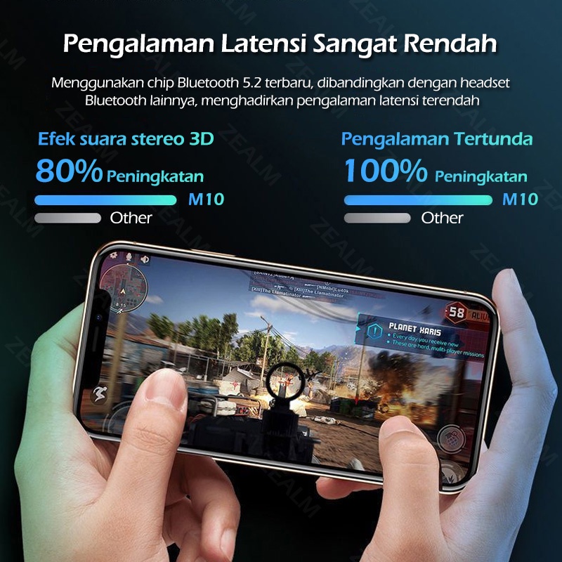 M10 Earphone Bluetooth TWS with Mic Tampilan LED Kontrol Sentuh HiFi Stereo Headset Bluetooth Handset Wireless Earbuds Olahraga Tahan Air Henset Bloetooth