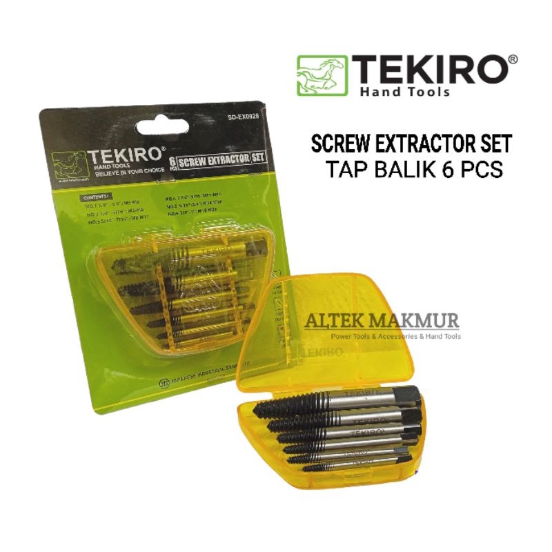 TEKIRO Tap Balik Set 6pcs / Tap Baut Patah / Screwdriver Extractor Set 6 pcs / Screw Extractor Hand 