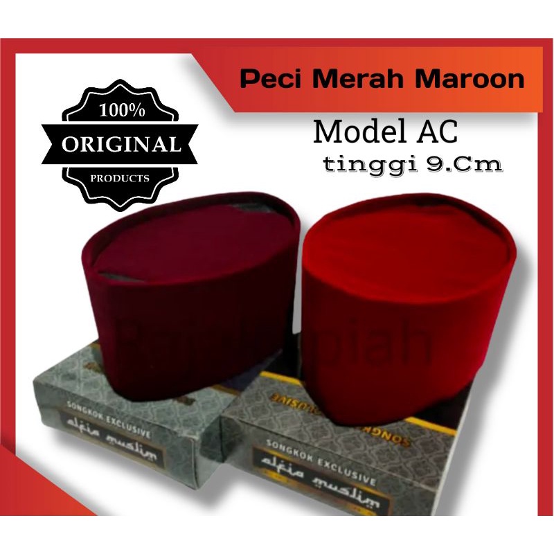 Peci Merah Songkok Bang Jago Maroon tinggi 9.Cm Model AC