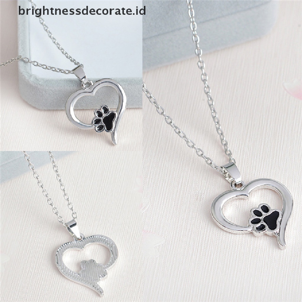 [Birth] Elegan Berongga Pet Paw Print Kalung Hewan Lucu Anjing Kucing Liontin Kalung Perhiasan Hadiah [ID]