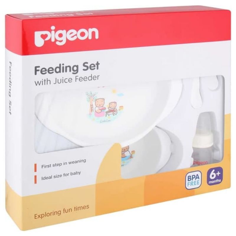 Pigeon Feeding Set With Juice Feeder Perlengkapan Makan Bayi Alat Makan Bayi Mpasi