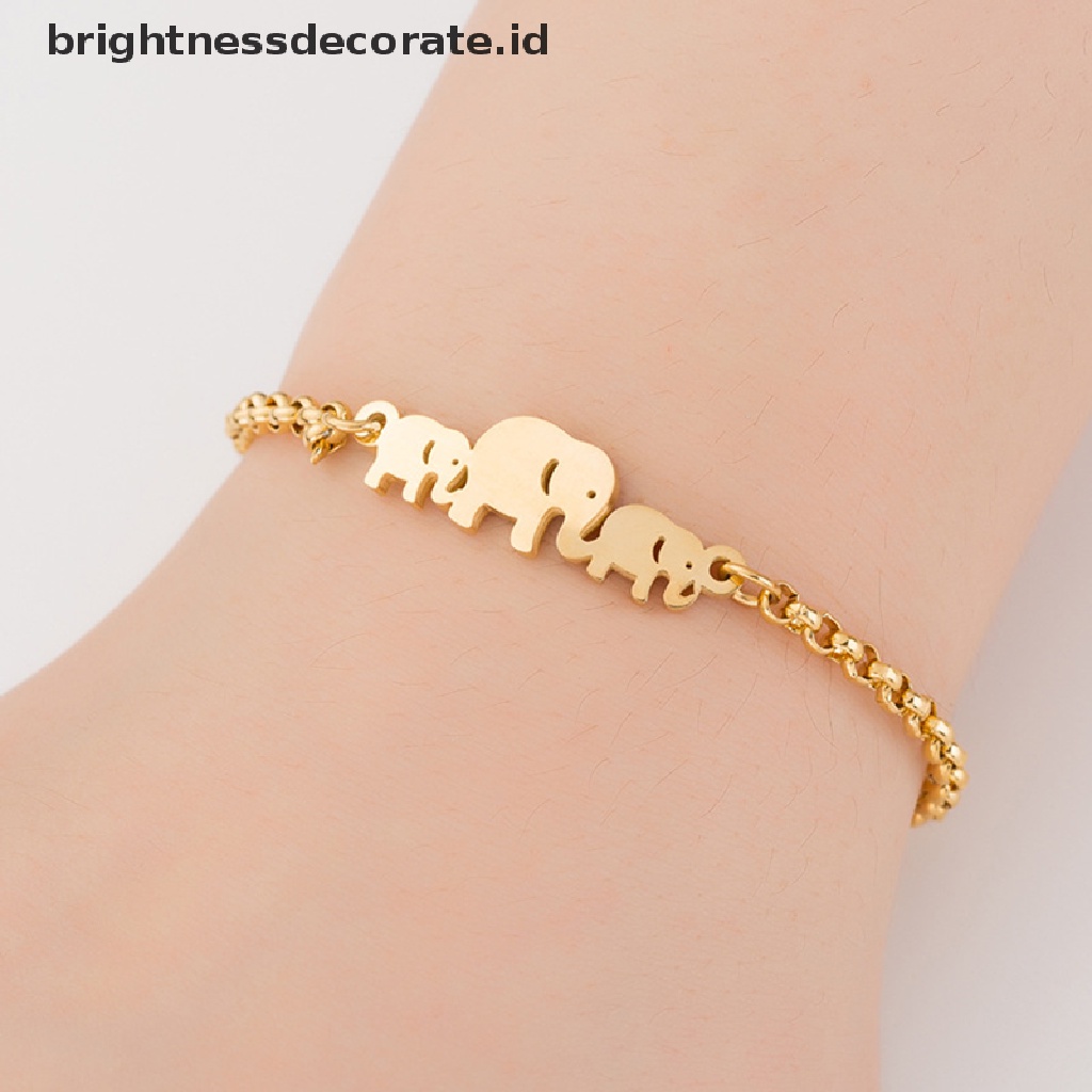 [Birth] Gelang Rantai Gajah Stainless Steel Wanita Charm Cuff Bangle Hadiah Perhiasan [ID]