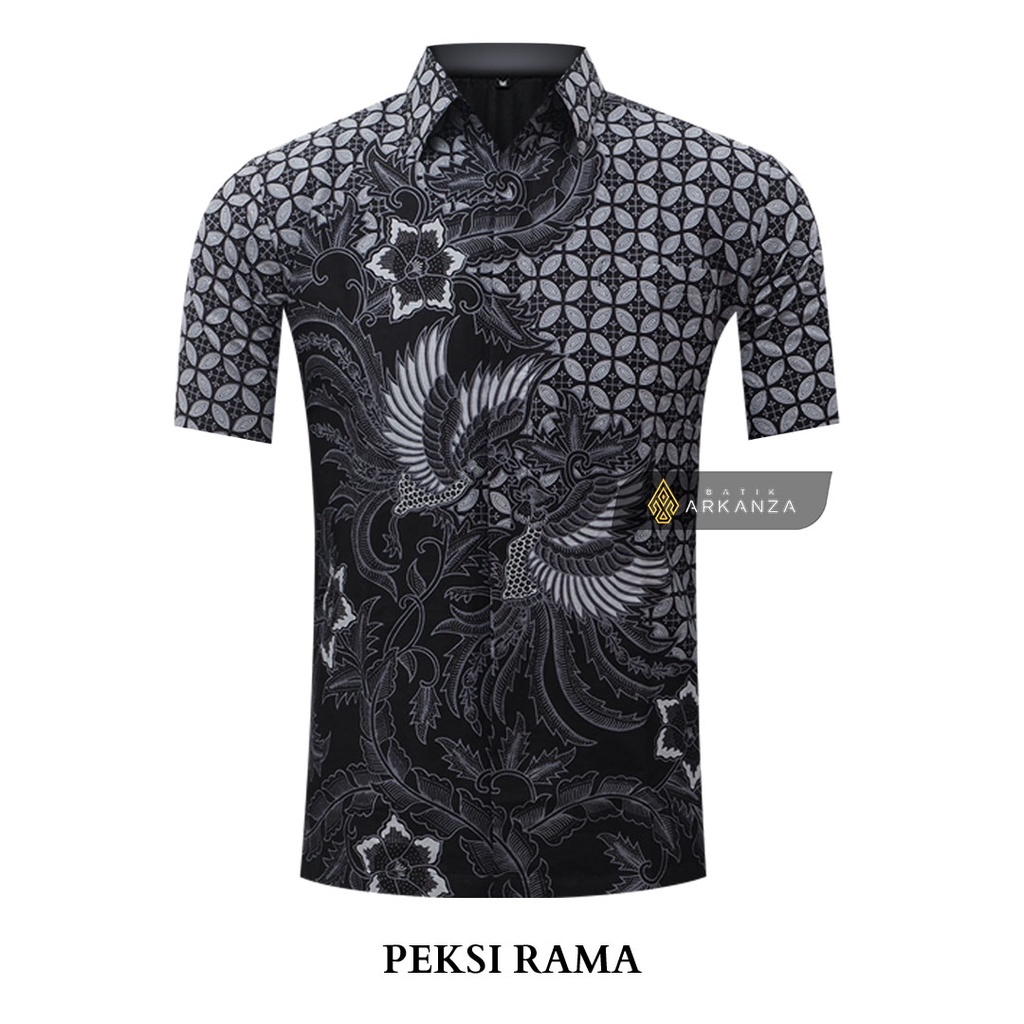 BATIK ARKANZA Motif PEKSI RAMA Atasan Kemeja Baju Batik Pria Cowok Laki Laki Lengan Panjang Lapis Furing Slim Fit Original Bahan Katun Halus Premium Modern