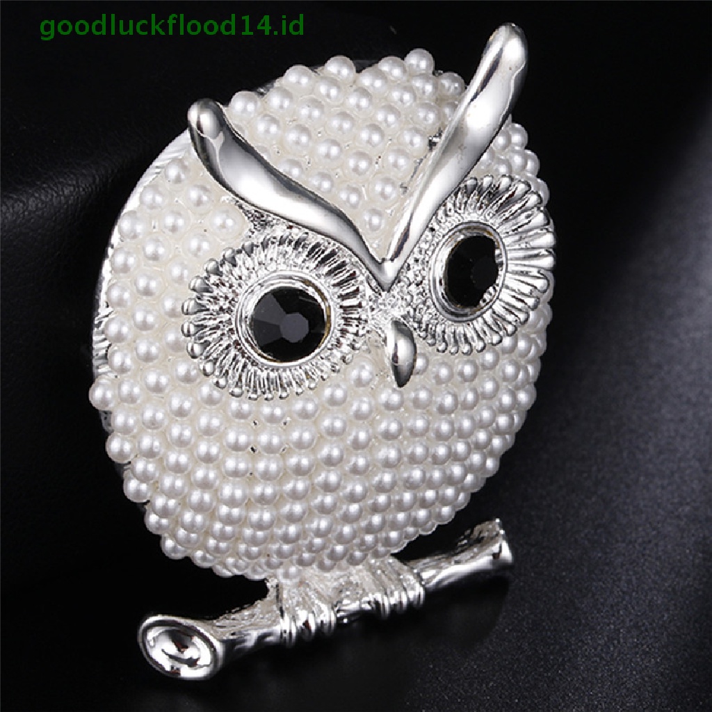 [GOOGFOUR] Owl Bros Pin Mutiara Lapis Emas Bros Lencana Baju Setelan Perhiasan Aksesoris [TOP]