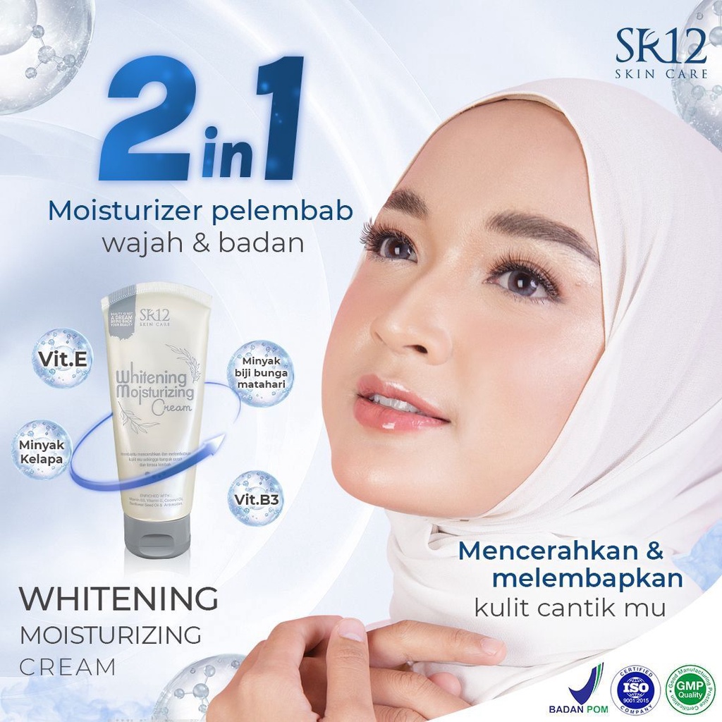 Pelembab Wajah SR12 Whitening Moisturizing Cream 100ml Niacinamide BPOM