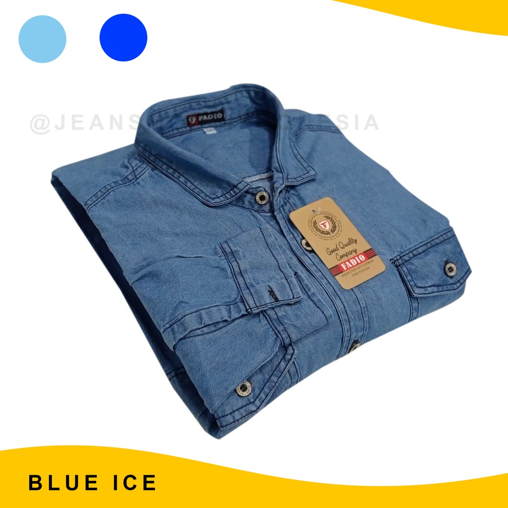 TERBAIK PROMO KEMEJA PANJANG CASUAL PRIA JEANS BIRU MUDA