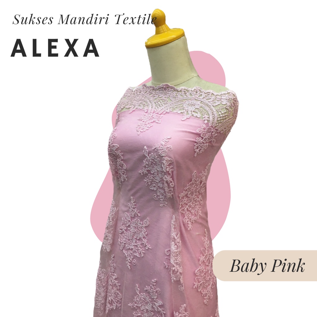 [ALEXA] Brukat Tile Premium Mewah Tile Warna Baby Pink | Harga ½ meter = 50 cm (Bahan Dress Bridesma