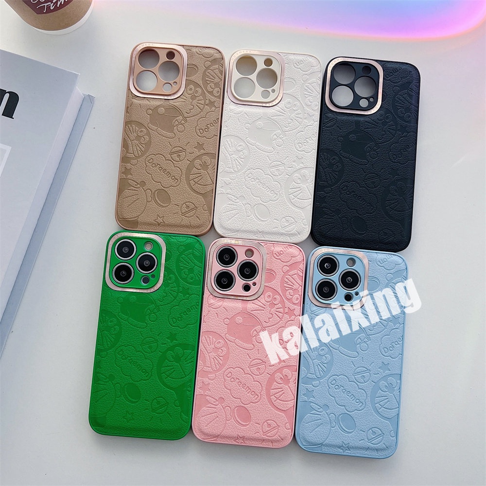 IPHONE Casing Handphone Bahan Kulit Frame Lensa Metal Untuk Iphone14 /14 Pro /14 ProMax/14Plus 13 12 11 Pro Max Hard Casing