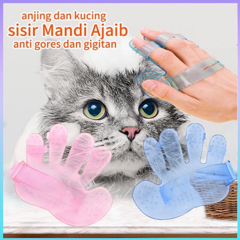 Sisir Mandi Kucing Telapak Tangan - Sisir Karet Telapak Tangan Mandi Kucing