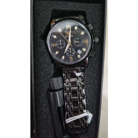 OLEVS Jam Tangan Pria Original Anti Air Stainless Steel Chrono Aktif Men Watch