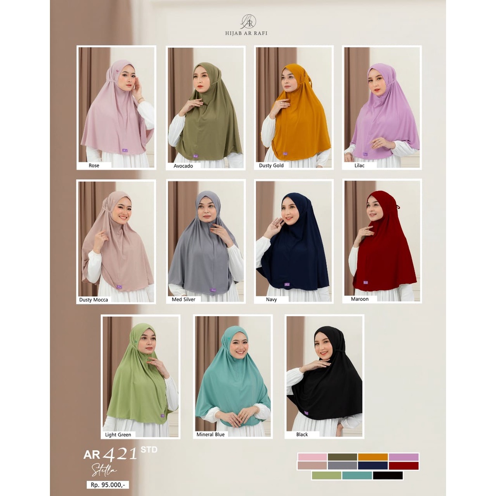 Jilbab instan terbaru Arrafi bisa COD AR 421 bergo maryam tali bahan jersey premium