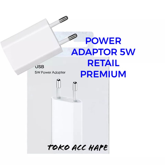 POWER ADAPTOR 5W KAKI 2/EU PLUG Retail Premium For Iph 5/6/7/8 &amp; X