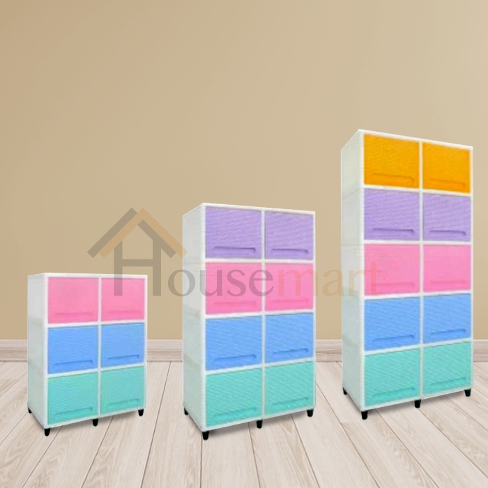 Lemari Rak Plastik Club Flip 3 Susun 4 Susun 5 Susun Rotan Warna Warni