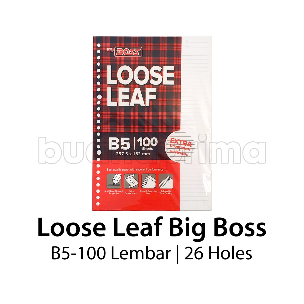 Jual Loose Leaf Big Boss Bergaris B5 100 Lembar 25x18 Cm 26 Holes ...