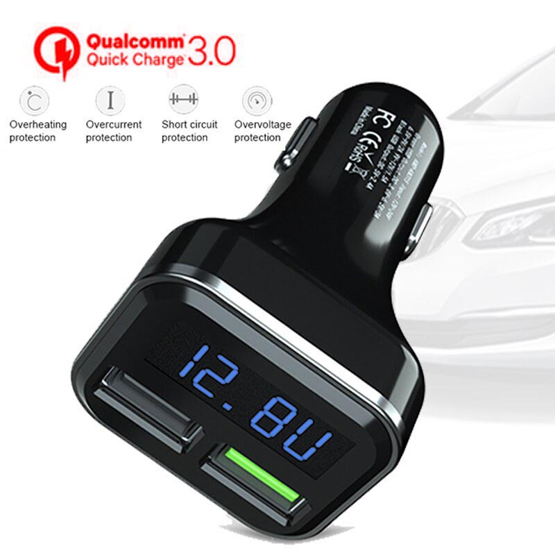 Car Charger Mobil QC3.0 Smartphone 2 Port 3.1A LCD Display