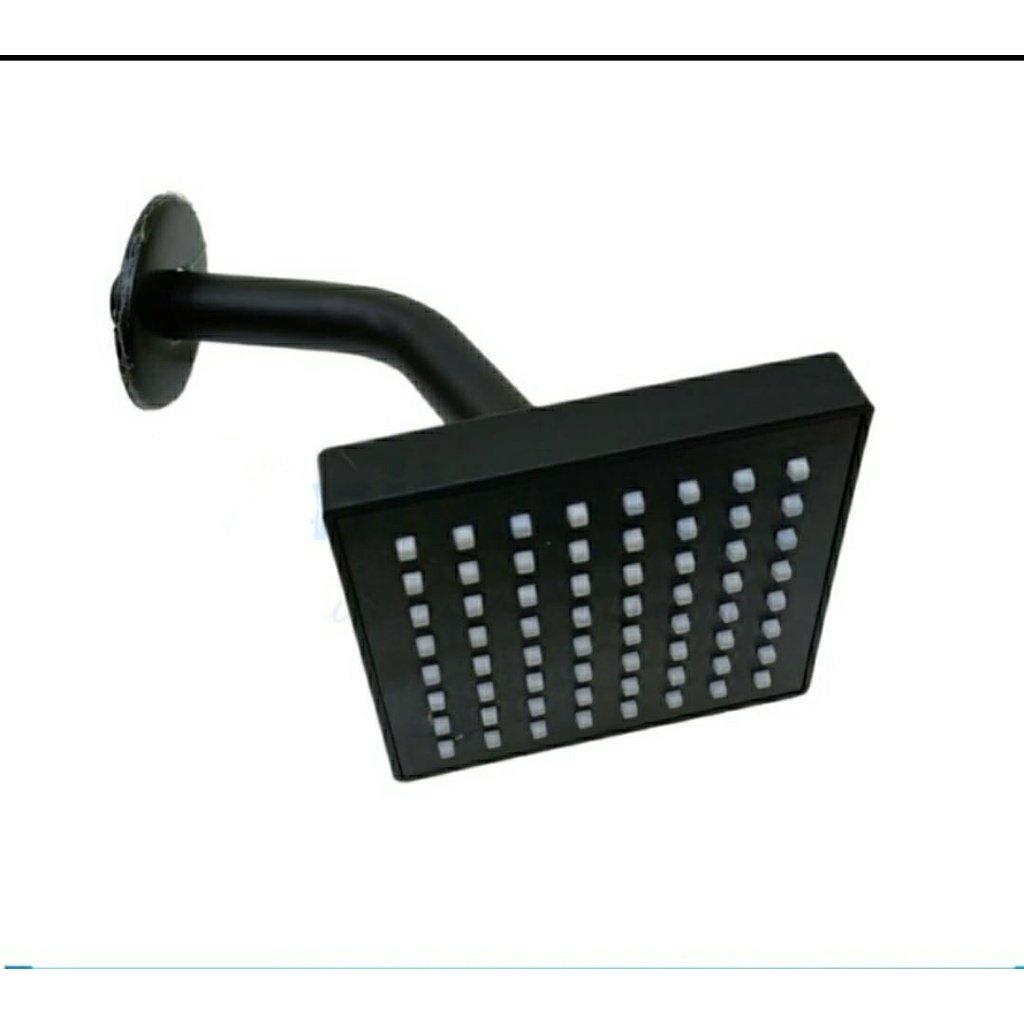 Wall Shower Tanam Tembok Kotak Hitam 10cm 4 inch 4B/BL