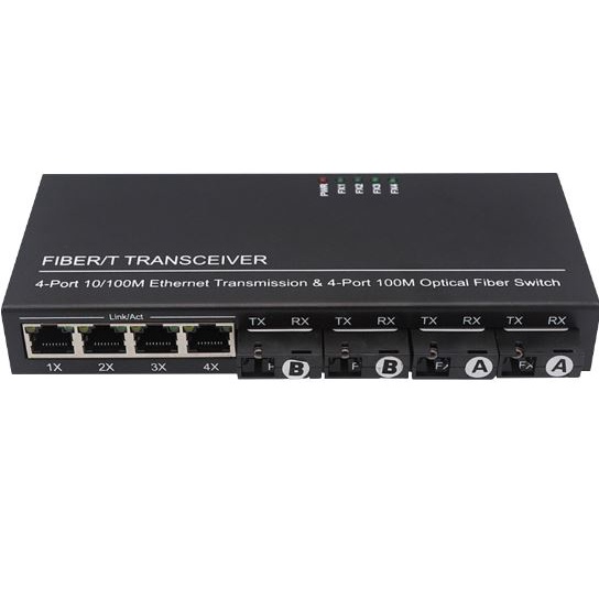 Fiber optic to rj45 media converter Netlink 4 Lan 4 fo 10/100Mbps ethernet optical sc switch