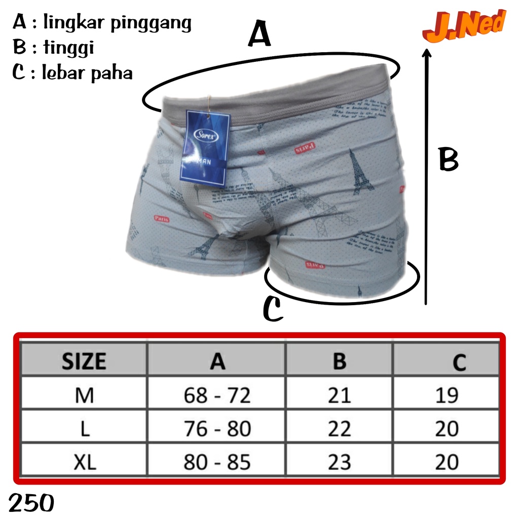 J250D PERBOX ISI 2 PCS BOXER SOREX CELANA DALAM PRIA BOXER DENGAN GAYA MODERN SIZE M - XL