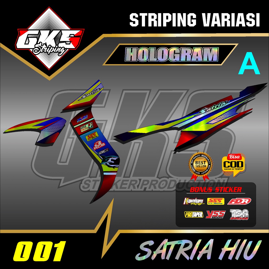 Sticker Striping Hologram & VINYL Suzuki Satria 120R HIU Variasi Motor Motif Racing GKS-001