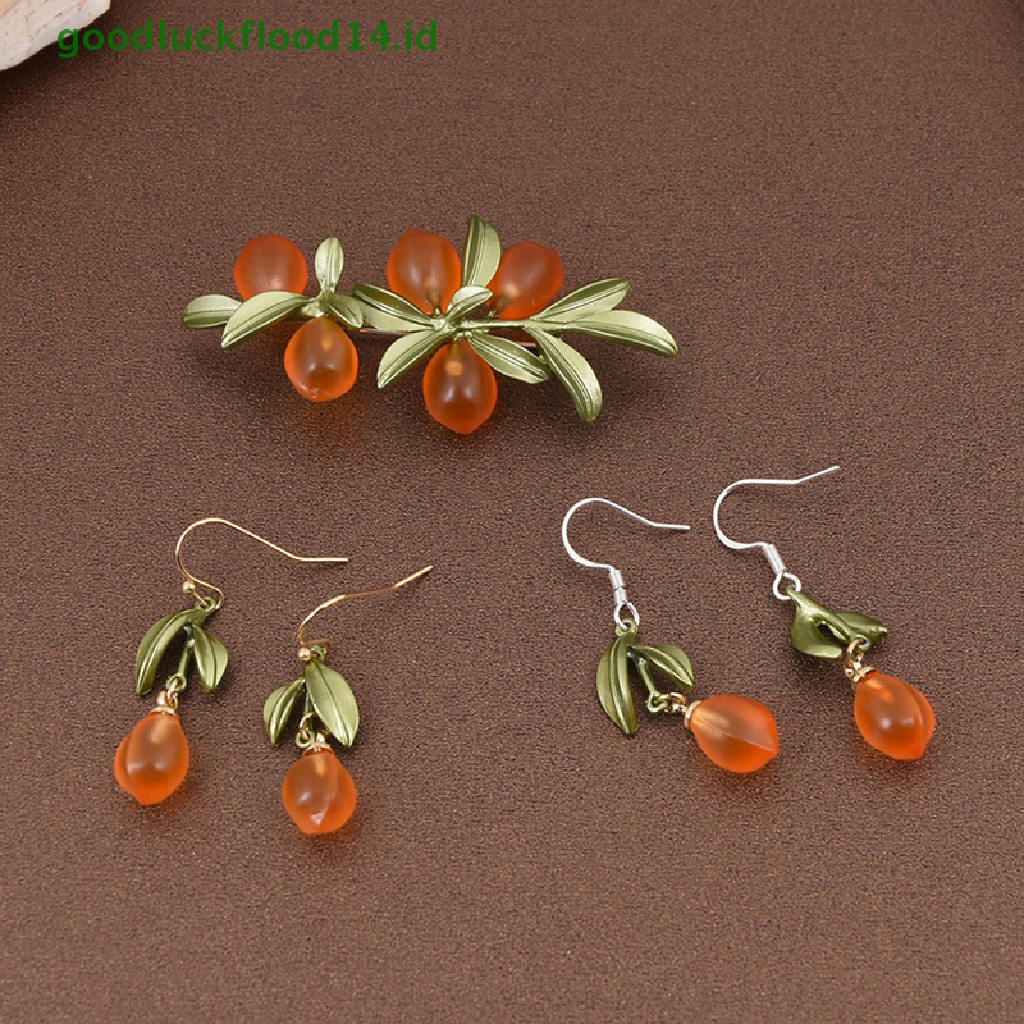 [GOOGFOUR] Orange glazed berry Bros Anting Indah Temperamen Bros Aksesoris [TOP]