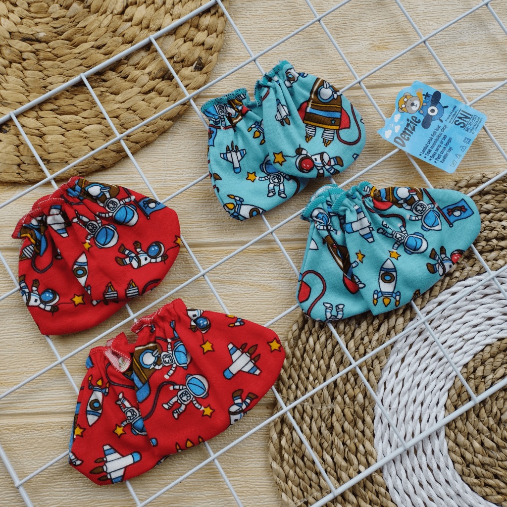 2 PCS Sarung Tangan Bayi Baru Lahir 2 PCS Sarung Kaki Bayi Newborn Printing Motif ASTRONOT Meyriana Collection