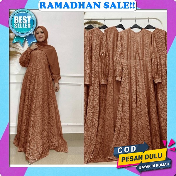 Gamis Brukat Dress Brokat Mix Tile Pesta Ld 120 Busui Mewah Elegan Kondangan Hitam Murah Terbaru Jum