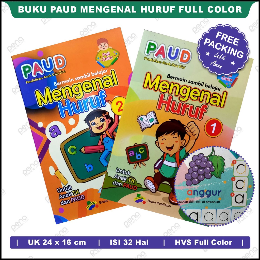 Buku Mengenal Huruf untuk PAUD Full Colour - Brian Publisher