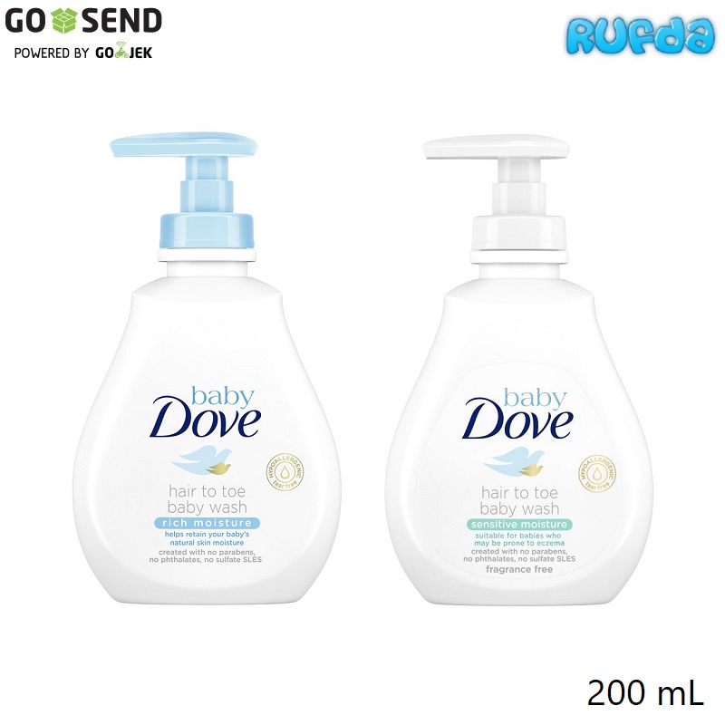 Baby Dove 200ml Hair to Toe Baby Wash Rich and Sensitive Sabun Mandi Cair Bayi Kulit Sensitive Eczema