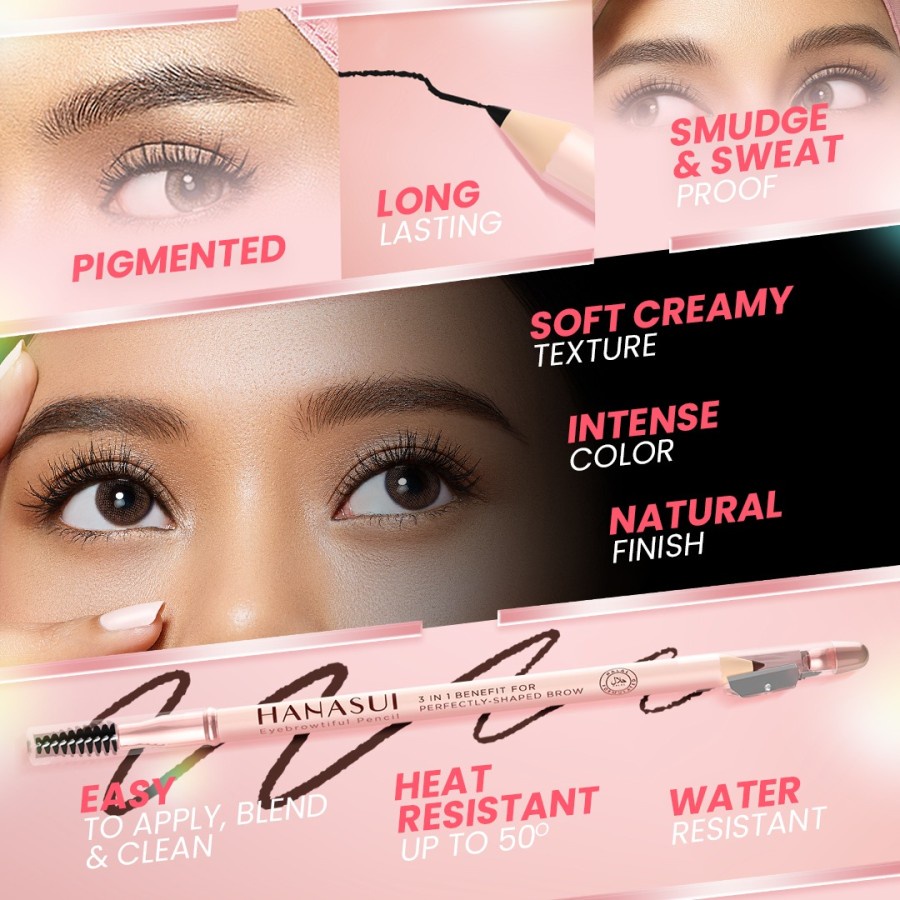 ✨LACIKOSME✨ HANASUI EYEBROWTIFUL PENSIL ALIS - EYEBROW PENCIL WATERPROOF ORIGINAL