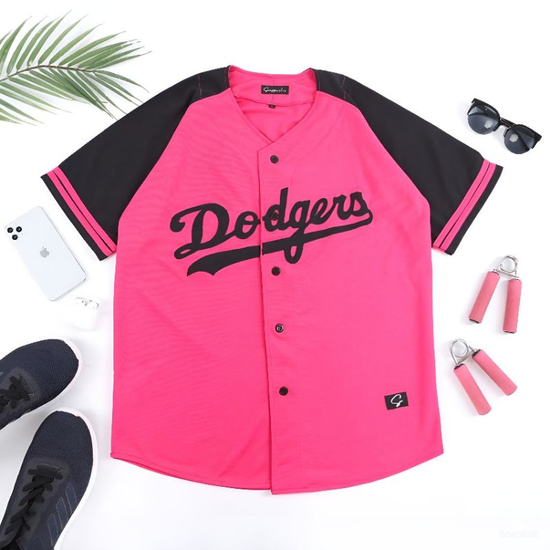 Jual Jersey Baseball Baju Baseball Kaos Baseball Unisex Dewasa Dodgers Black Pink Cod Kualitas