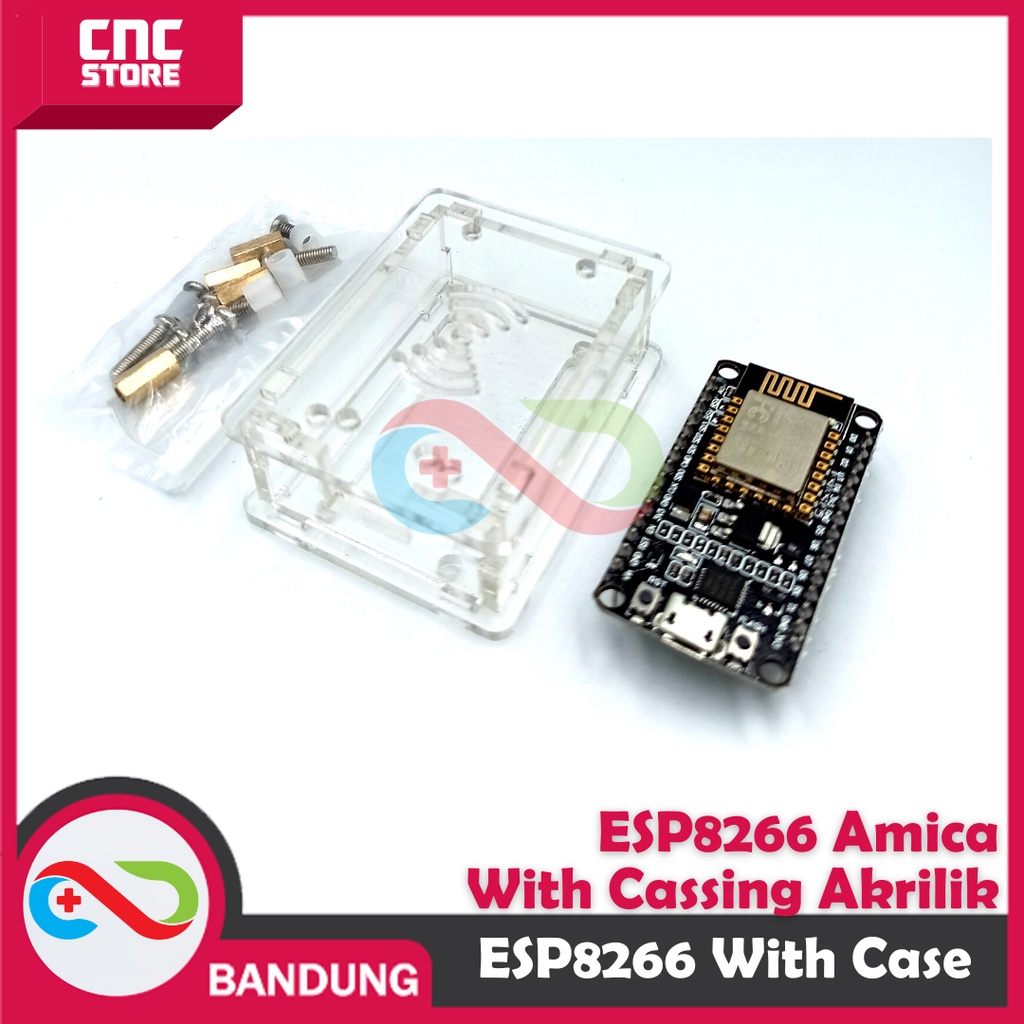 NODEMCU AMICA CP2102 LUA WIFI V3 4MB 32MBITS FLASH ESP8266 ESP12 BOARD WITH CASE ACRYLIC AKRILIK