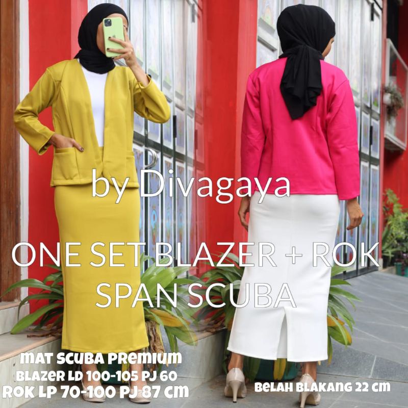 ONE SET BLAZER + ROK SPAN  SCUBA