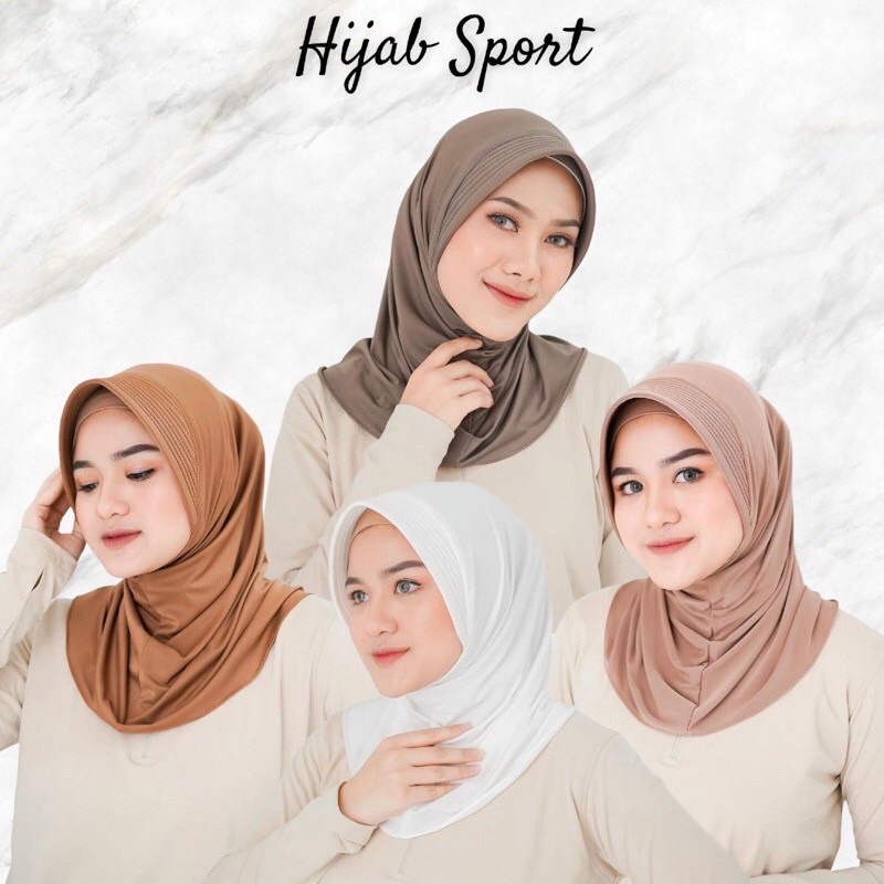 Hijab Sporty / Hijab Instant / Hijab Sport Olahraga Spandek TIPIS Bergo Polos / Bergo Hamidah
