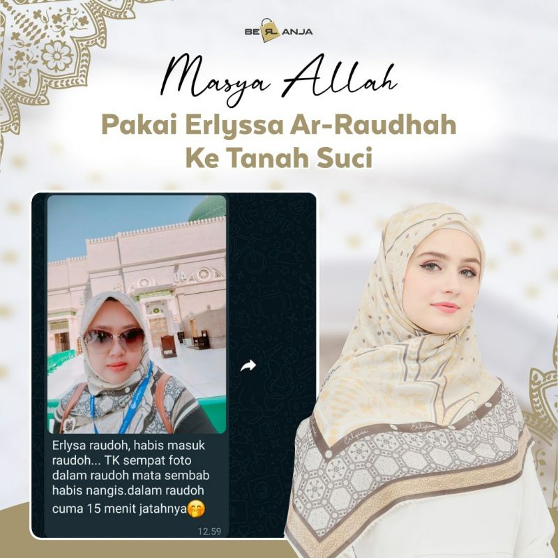 B Erl Luxury Scarf Erlyssa Ar Raudhah Jilbab Segi 4 Hijab Motif Kerudung Voal