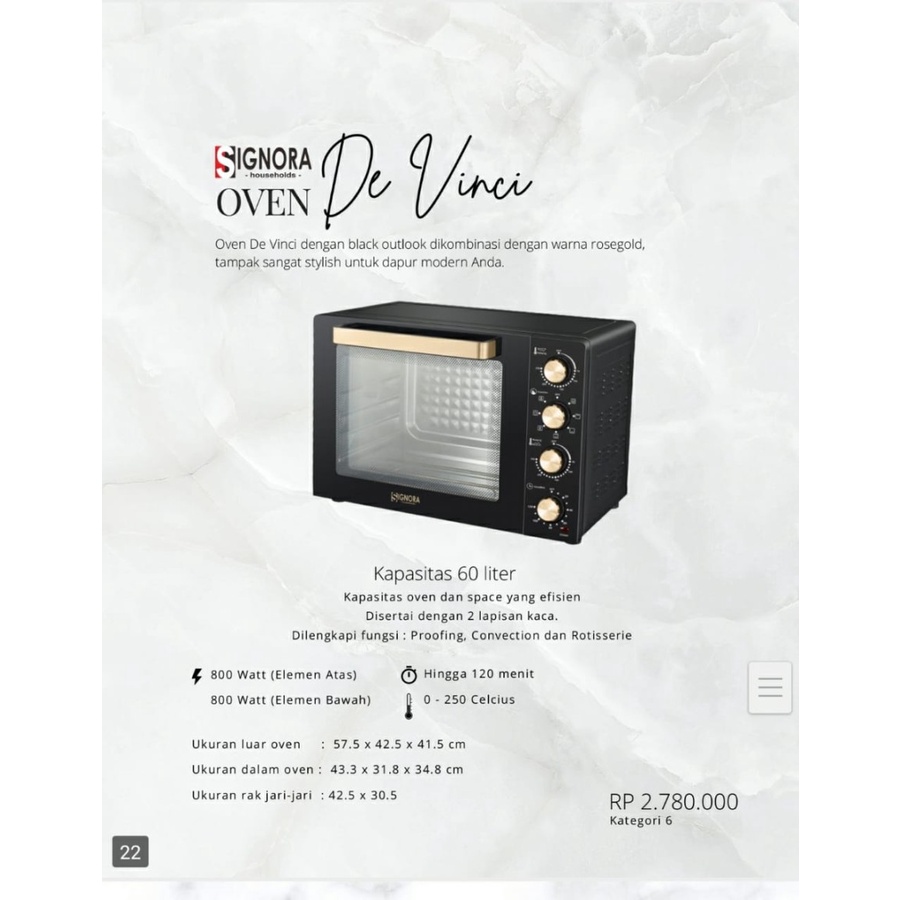 OVEN DE VINCI SIGNORA/ OVEN SIGNORA 60 LITER