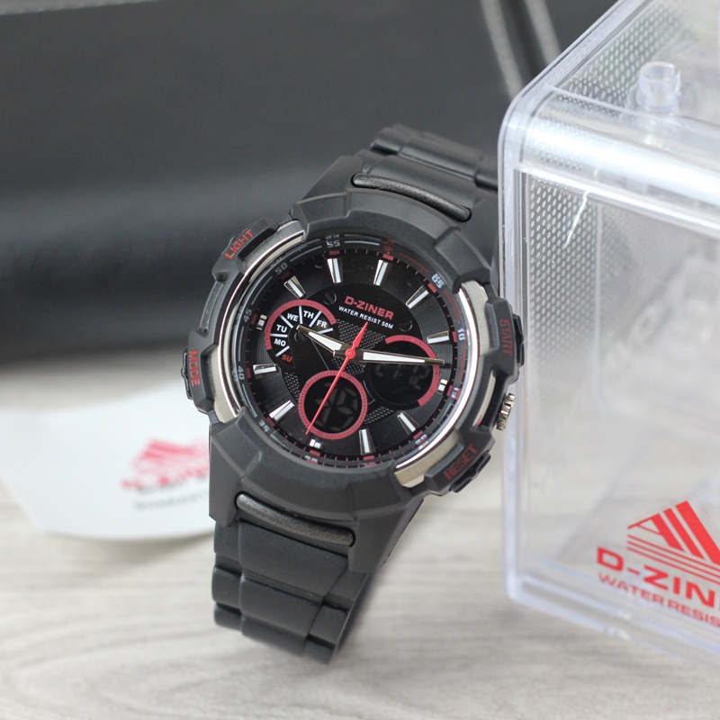 Jam Tangan Cowok Pria DZINER 8203 ORIGINAL LED Bulat Digital Import Murah Mewah BONUS BATERAI CADANGAN!