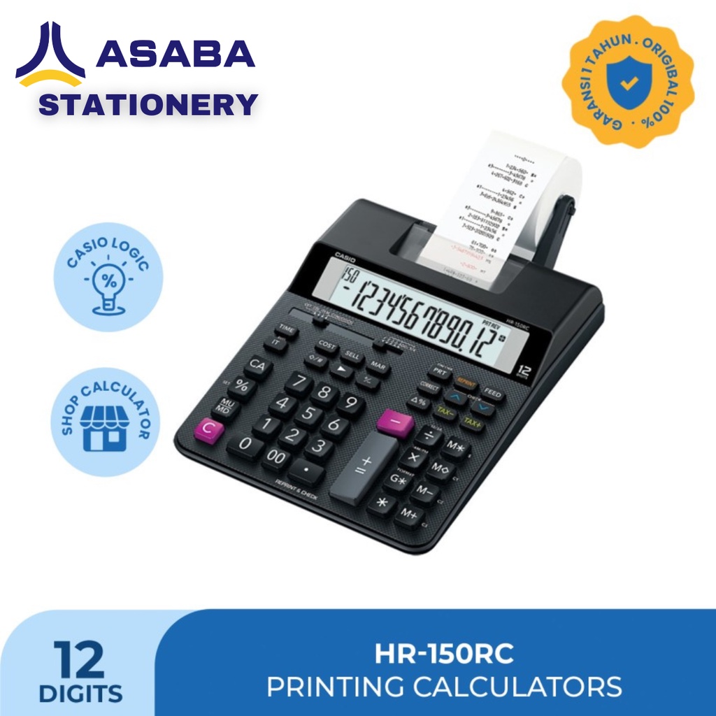 

Asaba Stationery - Kalkulator Kasir Casio HR-150RC