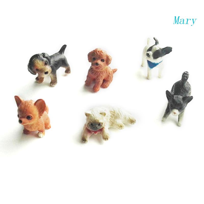 Mary 6pcs Model Angka Resin Anjing Manusia Hidup Kitty Boutique Koleksi Miniatur Doggy Mainan Anak Rumah Boneka Meja Pasir A