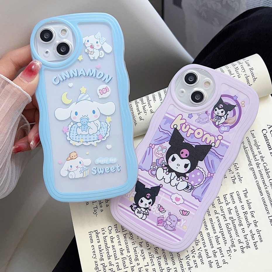 Softcase Samsung A53 5G A03 2 N 1 WAVE Kartun Sanrio Curly Case Casing Cute Waves Edge Cinnamon Kuro