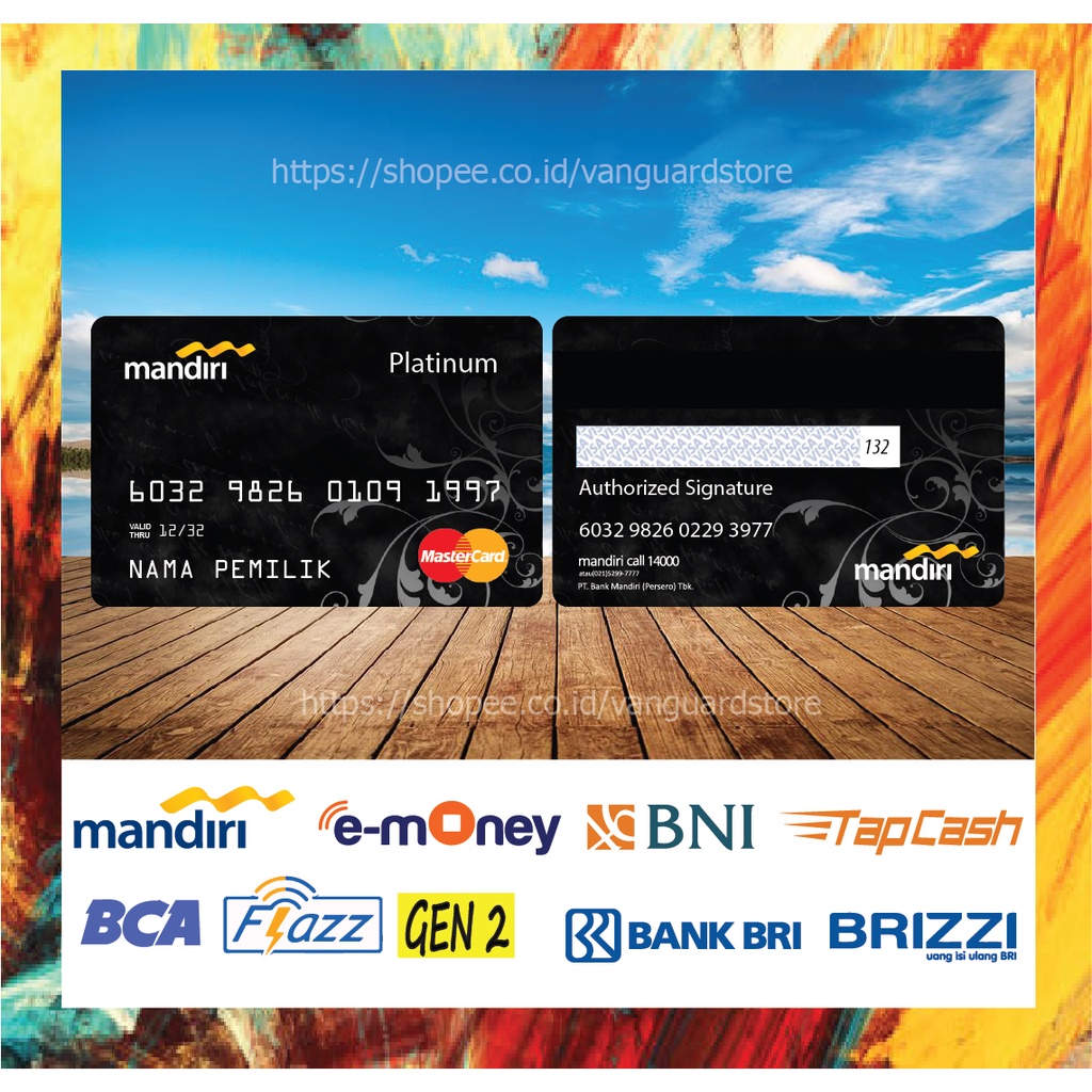 KARTU E MONEY E TOLL KARTU MANDIRI PLATINUM MASTERCARD DEBIT CREDIT EMONEY MANDIRI FLAZZ BCA BNI TAPCASH BRIZZI BRI - 2 SISI