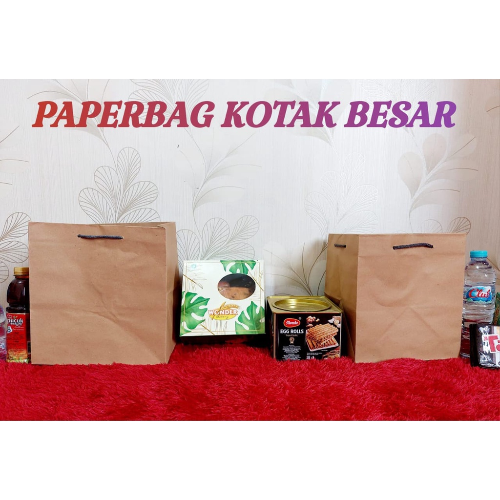 

Paper bag Kotak Coklat Polos BESAR / Paperbag Box Nasi kotak / Box Kue Ulang Bento / Tahun Kotak nasi