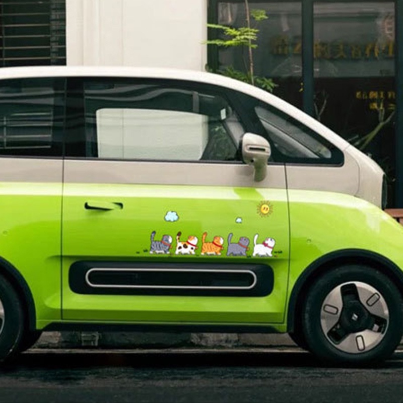 Kreatif Kartun Berjalan Kucing PVC Stiker Mobil Perekat Diri Tahan Air Pet Kitten Decal Pribadi Auto Dekorasi
