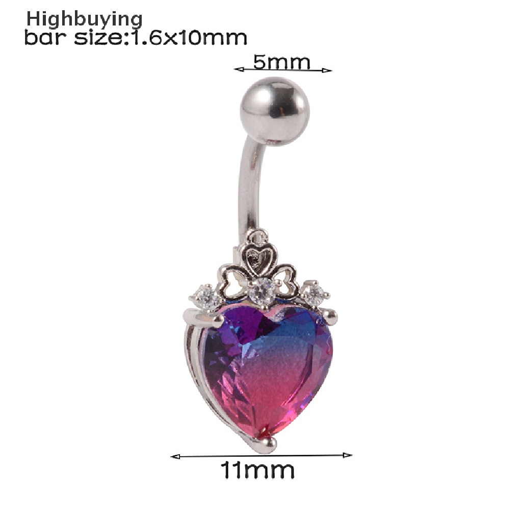 Hbid 1Pcs Surgical Steel Belly Button Heart Belly Zircon Cincin Pusar Glory